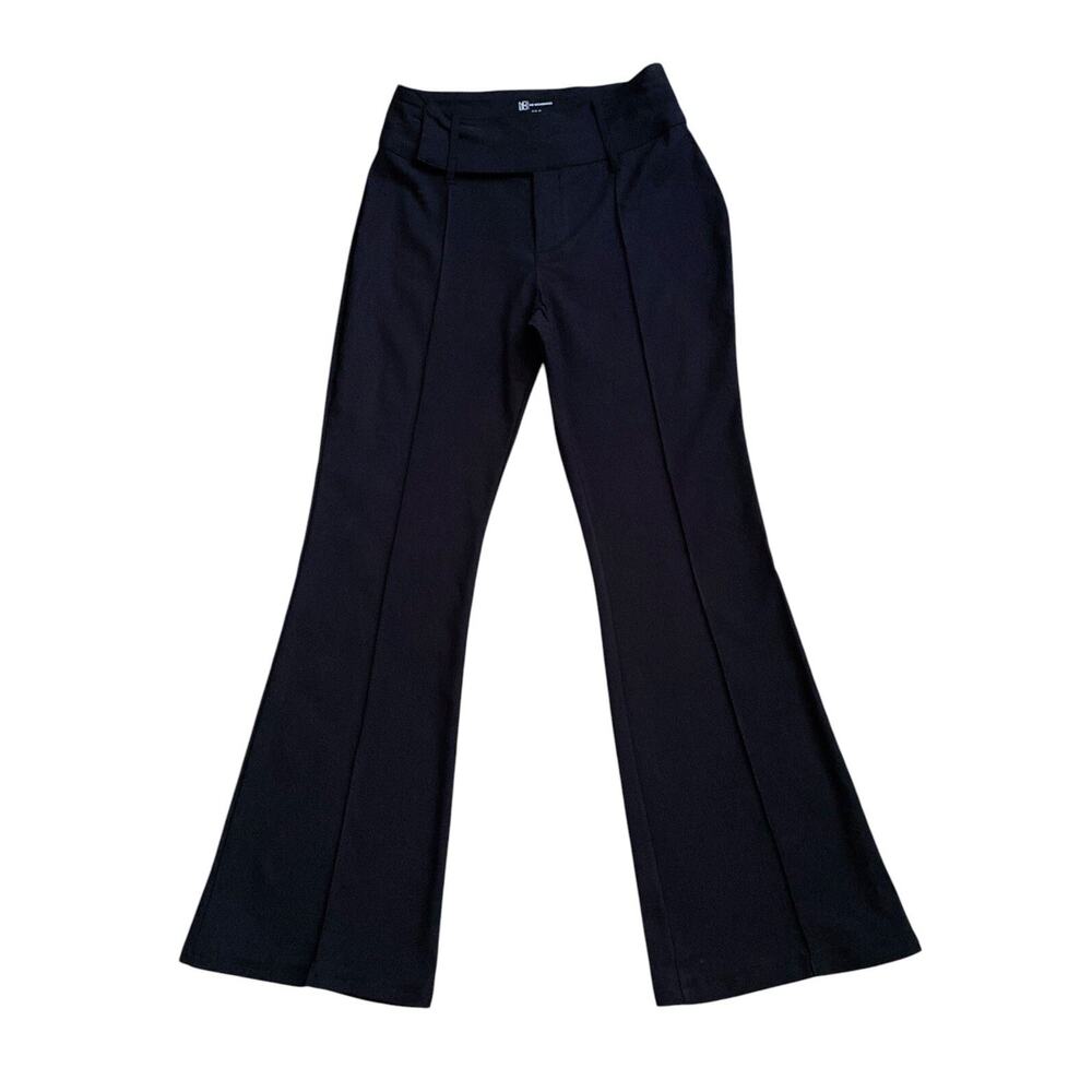 NO BOUNDARIES Womens Size Small (3-5) Black Pintuck High Rise Flare Dress Pants